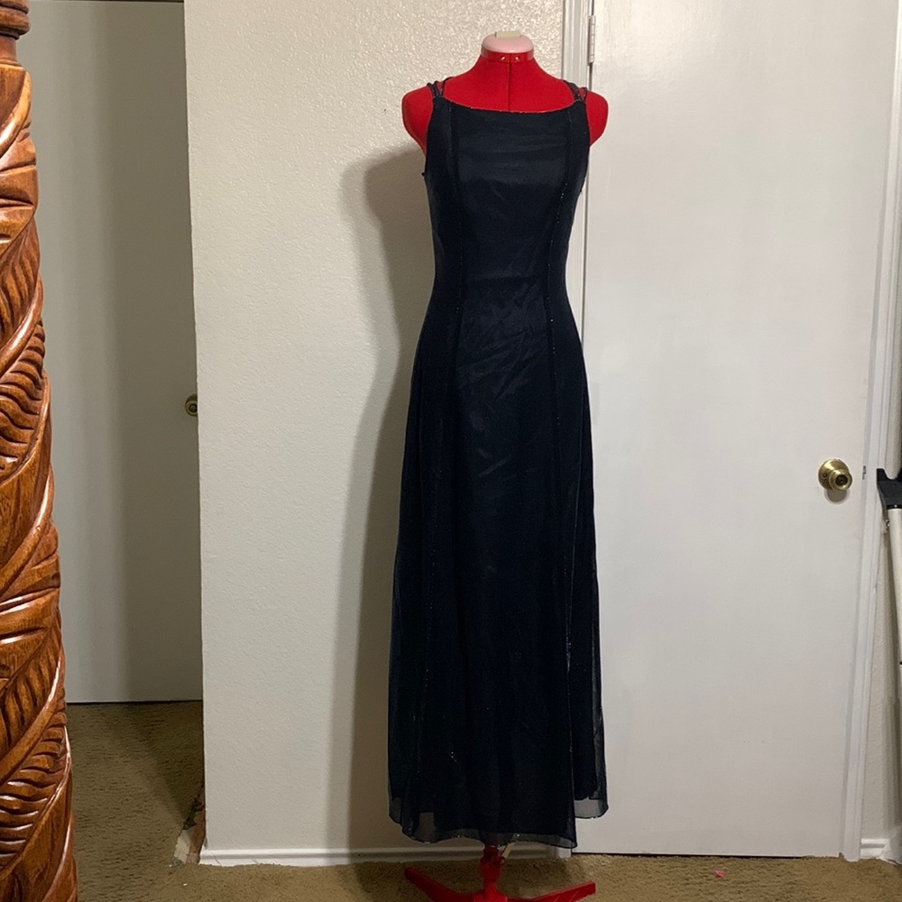 Betsy & Adam Navy Iridescent Maxi Dress size 4